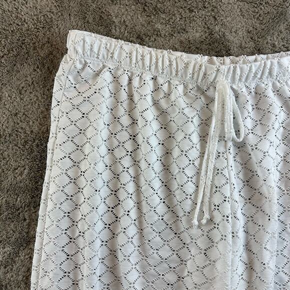 Always For Me Plus Size Lattice Beach Swim Cover Up Lounge Pant White 3X 3XL - Picture 5 of 8